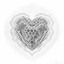 A realistic cosmic heart with honeycomb textures integrated into the design tattoo design idea