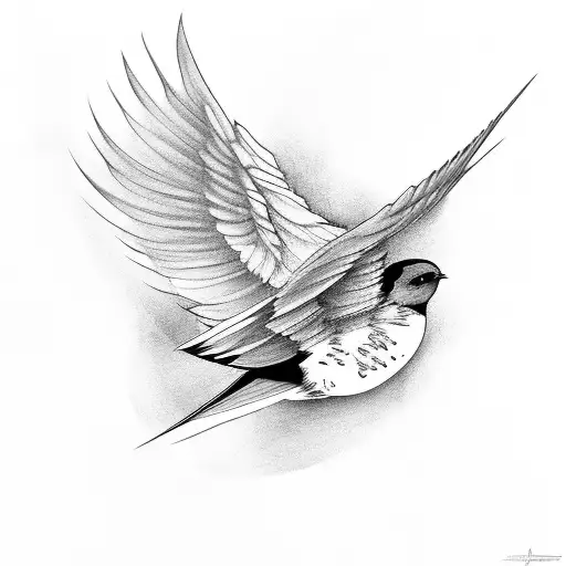 evil looking swallow in flight tattoo design idea