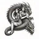 girl and dragon tattoo design idea
