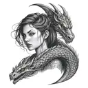 girl and dragon tattoo design idea