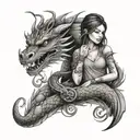 girl and dragon tattoo design idea