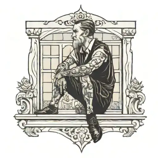 person sitting at a window  tattoo design idea