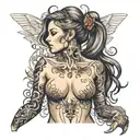 girl opening her torso tattoo design idea