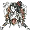 girl opening her torso tattoo design idea