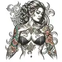 girl opening her torso tattoo design idea