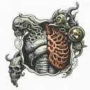open torso with weird organs tattoo design idea