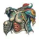 open torso with weird organs tattoo design idea