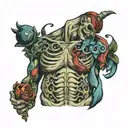 open torso with weird organs tattoo design idea