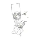 Moon and bats and clouds  tattoo design idea