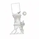 Moon and bats and clouds  tattoo design idea