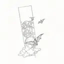 Moon and bats and clouds  tattoo design idea
