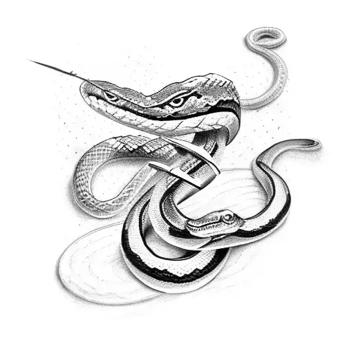 snake and dagger tattoo design idea