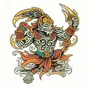 Name - Om, Birthdate 02/09/2001, Warrior standing tall tattoo design idea