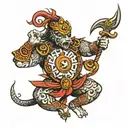 Name - Om, Birthdate 02/09/2001, Warrior standing tall tattoo design idea