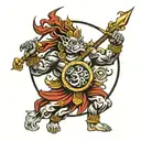 Name - Om, Birthdate 02/09/2001, Warrior standing tall tattoo design idea