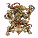 Name - Om, Birthdate 02/09/2001, Warrior standing tall tattoo design idea