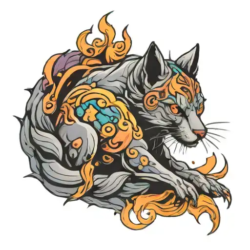 stone, flame, jelly bean tattoo design idea