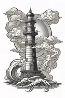 stormy lighthouse guiding tattoo design idea