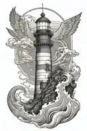 stormy lighthouse guiding tattoo design idea