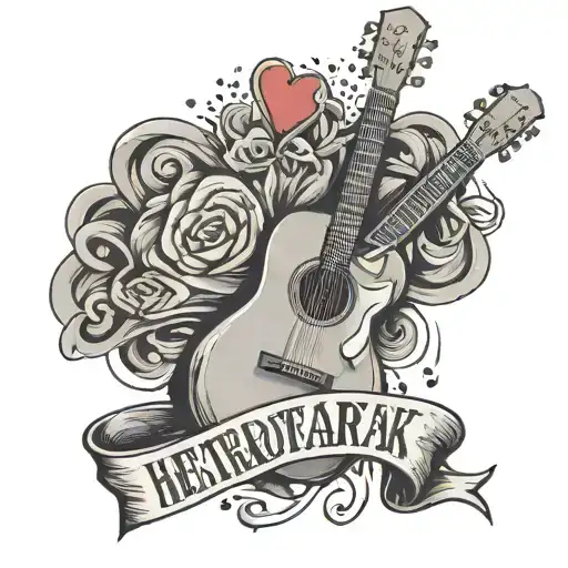 a guitar and the saying tickets to my heartbreak tattoo design idea