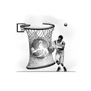 A basketball player dunking a dollar bill into a hoop tattoo design idea