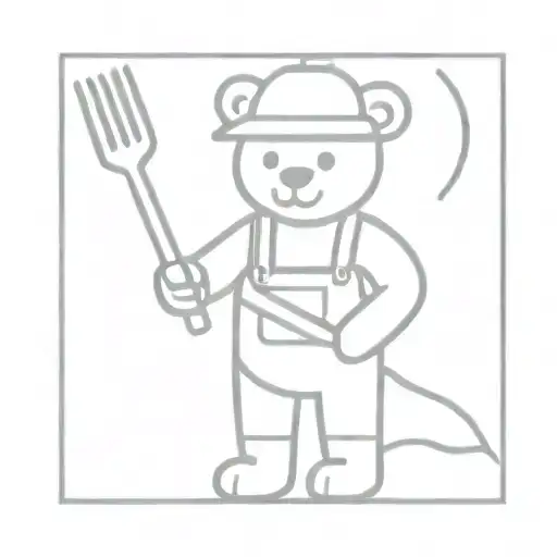 farmer teddy bear with pitchfork tattoo design idea