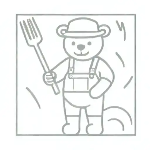 farmer teddy bear with pitchfork tattoo design idea