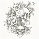 "the the world has changed. don't you find it strange that you just went ahead and carried on?" skeletons with flowers  tattoo design idea