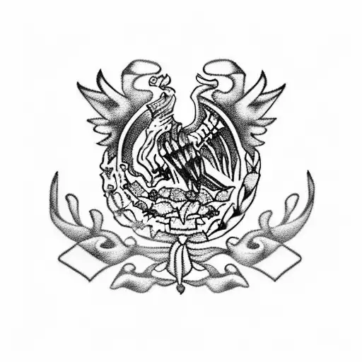 Mexican Flag emblem tattoo design idea