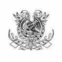 Mexican Flag emblem tattoo design idea