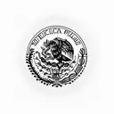 Mexican Flag emblem tattoo design idea