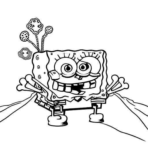 spongebob skeleton tattoo design idea