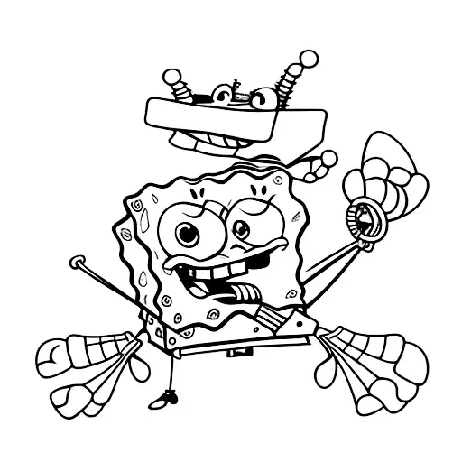 spongebob skeleton tattoo design idea