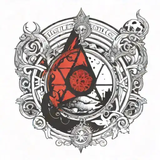 alchemist circle surrounding "in order to attain something of equal value must be lost"  tattoo design idea