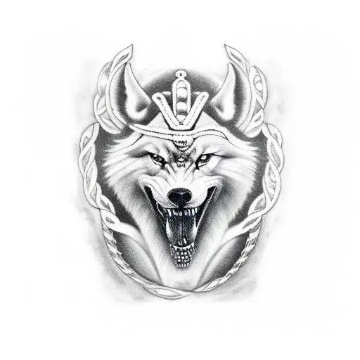 mitologia nordica, lobo tattoo design idea