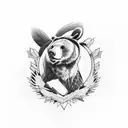 bear + rabbit + turtle + crow + phoenix + owl tattoo design idea