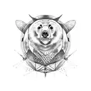 bear + rabbit + turtle + crow + phoenix + owl tattoo design idea