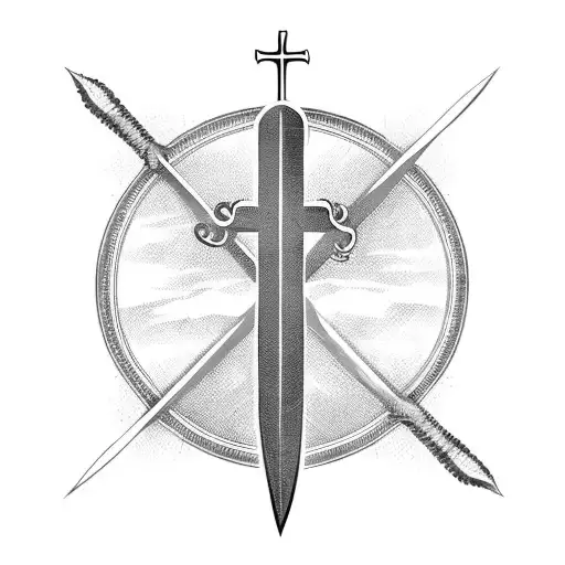 sword that looks like a christian cross  tattoo design idea