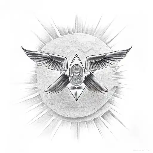 clouds, wings, sun rays, the phrase "when it rains it pours" tattoo design idea