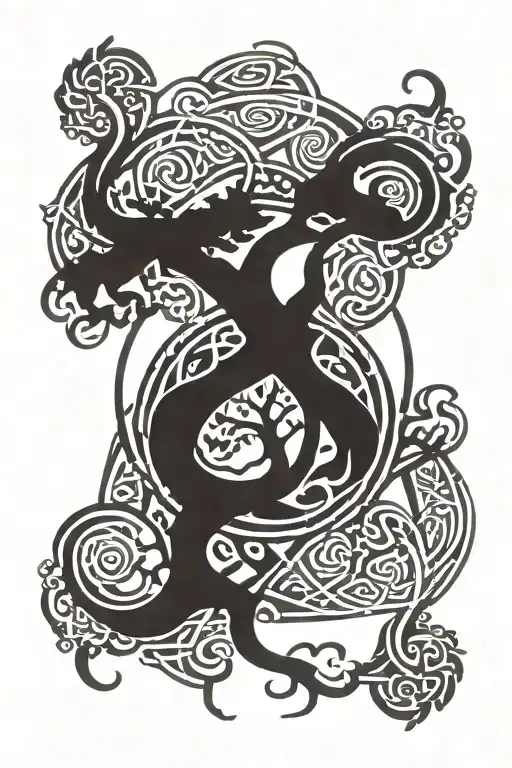 celtic tree of life surrounded by celtic knot with fire,water,earth, and wind elements  tattoo design idea