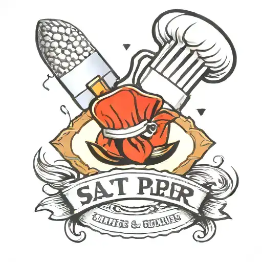  chef  knifes salt pepper cardinal point chefs hat tattoo design idea