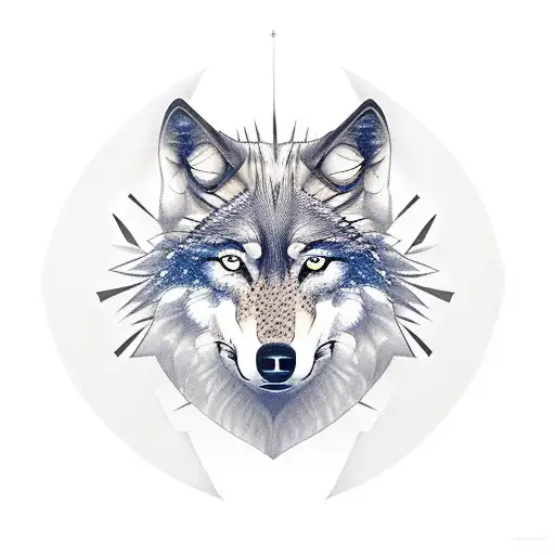 wolf with the 4 pillars of stoicism wisdom, courage, temperance and justice tattoo design idea