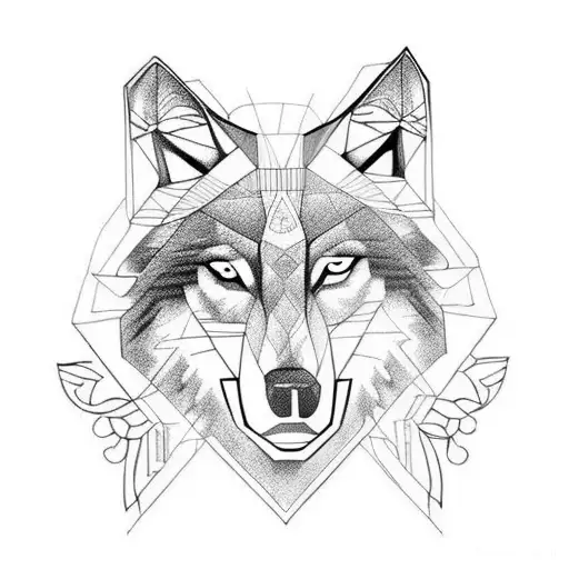 wolf with the 4 pillars of stoicism tattoo design idea