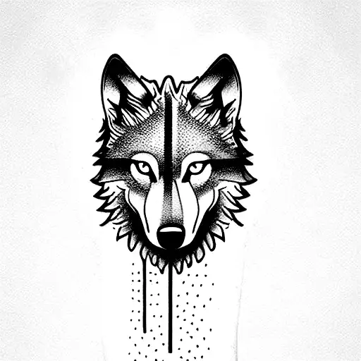 wolf with the 4 pillars of stoicism wisdom, courage, temperance and justice tattoo design idea