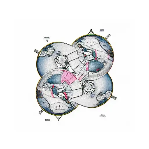 bicep tattoo, colour world map with 1984 roman numberals, Adelaide South Australia pointed out  tattoo design idea