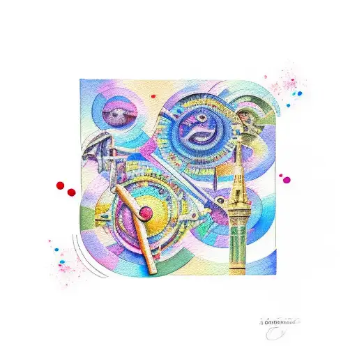 bicep tattoo, watercolour world travel motif with 1984 roman numberals, Adelaide South Australia pointed out  tattoo design idea