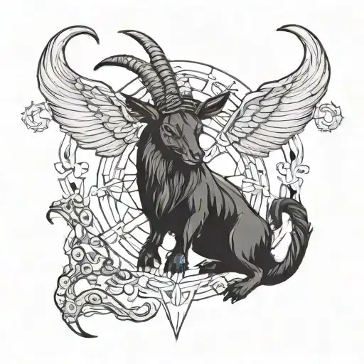 create two separate tattoos, they should styled like the two hands of the baphomet, one pointing up with two fingers  tattoo design idea