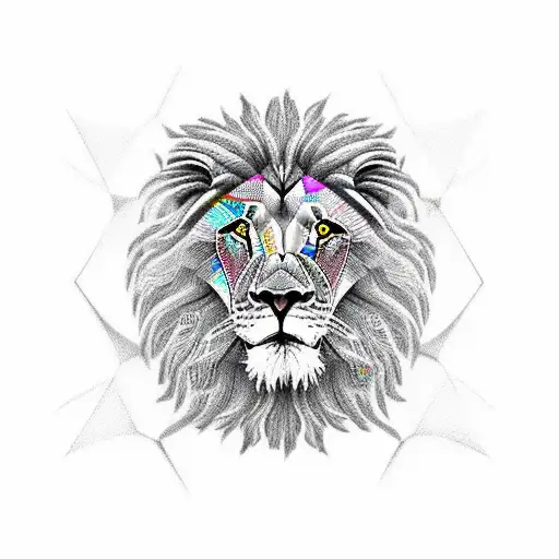 Lion inside the honeycomb tattoo design idea