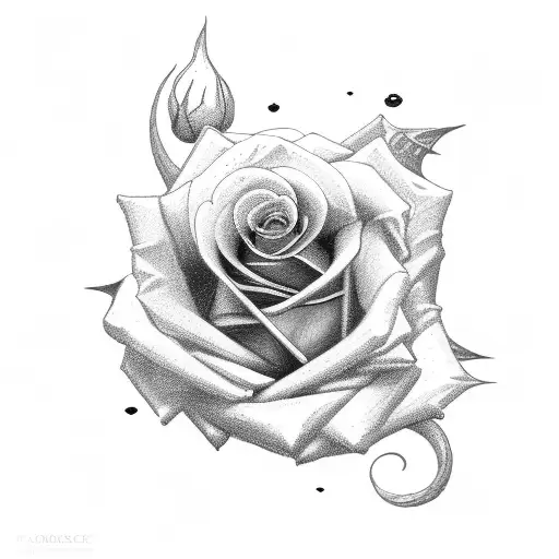 rose with black pagan cat  tattoo design idea