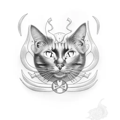  black pagan cat  tattoo design idea